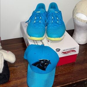 Teal Skechers SKX Pickleball Shoes Sneakers 10.5 Box Goodyear Soles Panthers Cap